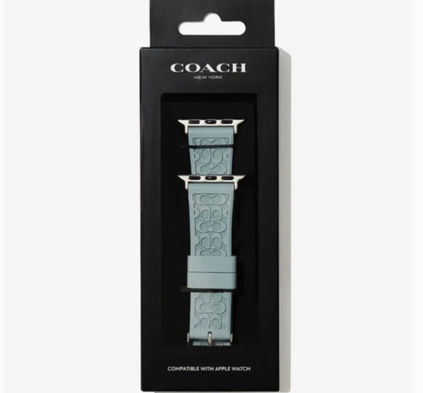 COACH signature Apple watch silicone band strap, BLUE, 38/40/41mm  display picture 1