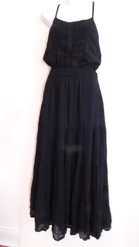 Maxi Vestido Para Mujer AREA Negro Imperio Encaje Correa de Espagueti Talla S Nuevo con Etiquetas 198 Negro - Imagen 3 de 11