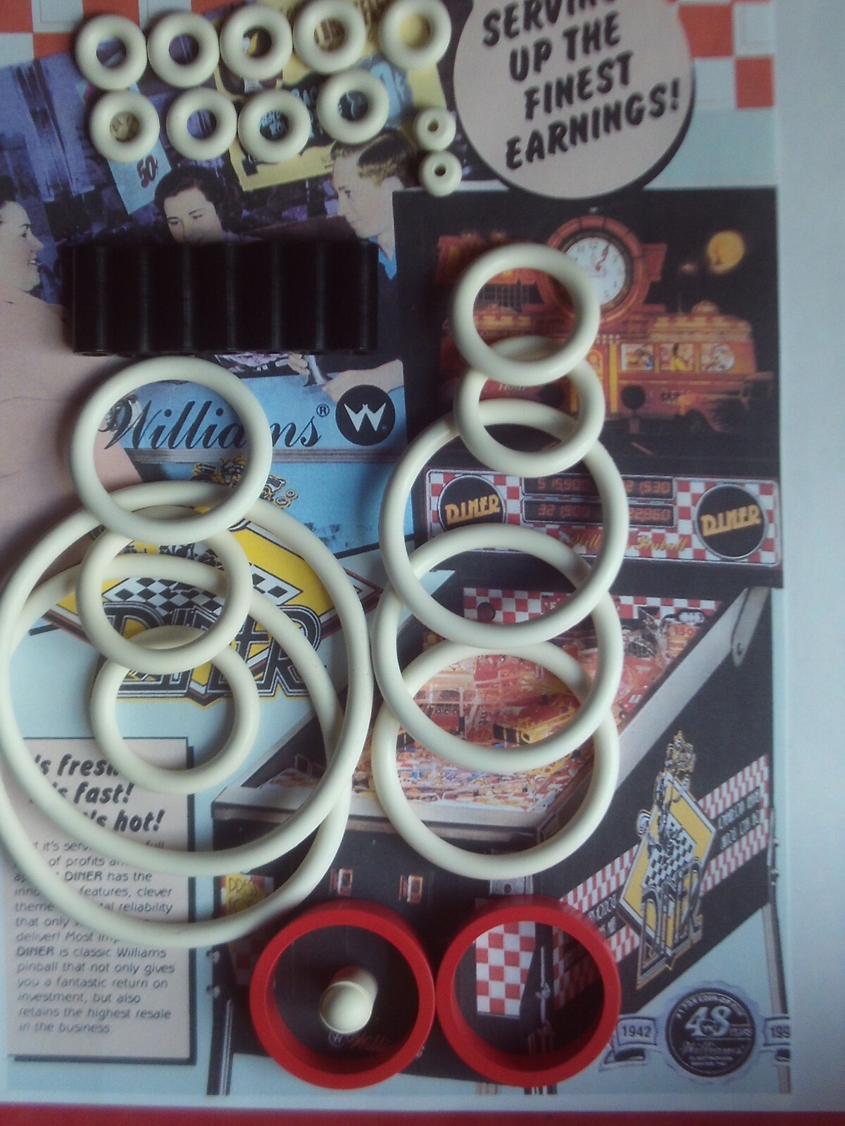 Kit élastiques flipper Williams Diner pour vos soirées rétrogaming