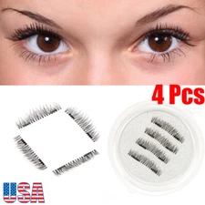 4Pcs Double Magnetic Eyelashes 3D Reusable Natural Eye Lashes Extension Natural