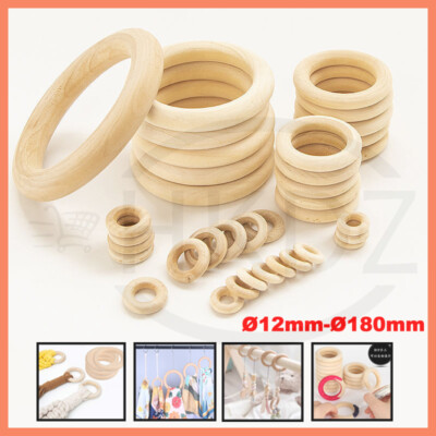 Natur Holz Holz Rund Ringe Unbehandelt Schlicht Basteln DIY Durchmesser Ø12mm-Ø180mm