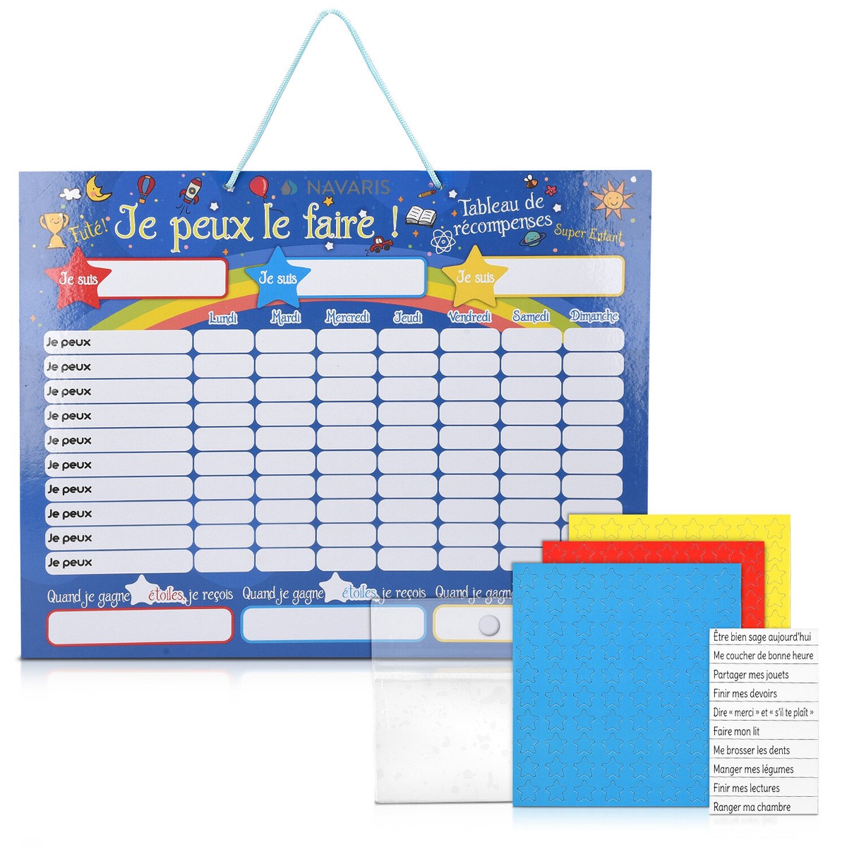 Navaris Tabellone delle Ricompense Bambini Tabella Magnetica 39,4x28cm - Inglese