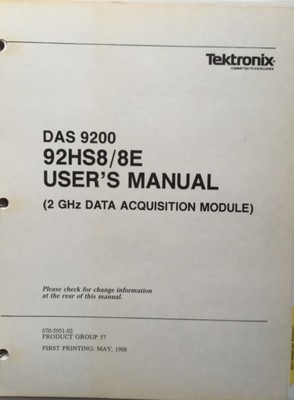 Tektronix DAS9200 92HS8/8E System User's Manual P/N 070-5951-02