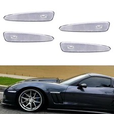 Clear Lens Front & Rear Side Marker Housings For 2005-2013 Chevrolet C6 Corvette