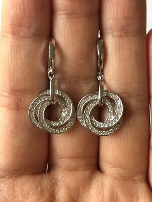 Anmutige runde klare CZ Triple Circle Overlap Stil 925 Silber Ohrringe 