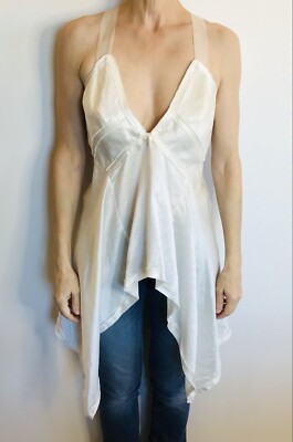 KitX Size 6/8 White Silky Longline Top Australian Designer Label