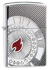 Zippo Armor Windproof Deep Carved & Enamel Lighter, Poker Chip, 49058 New In Box