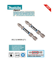 Image of Makita IMPACT PREMIER Screwdriving Insert Bits Pozidrive style PZ2 X 50MM (2")