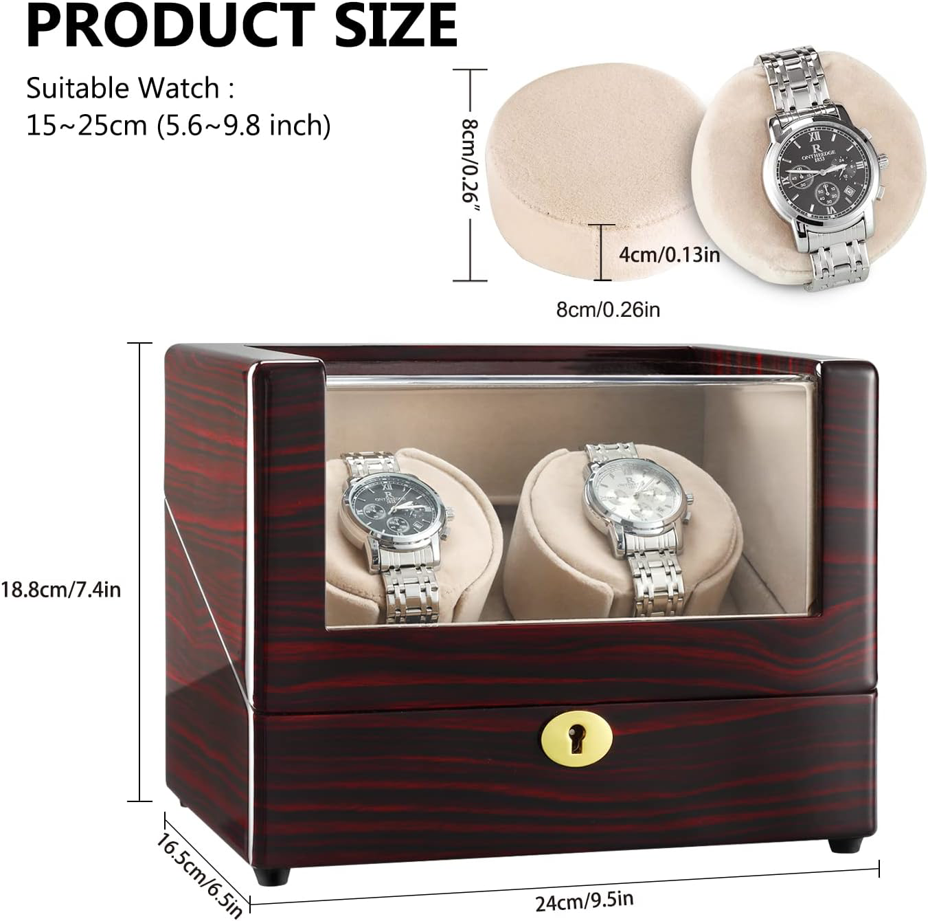 CHIYODA Watch Winder for Men's and Women's Automatic Watch with 2