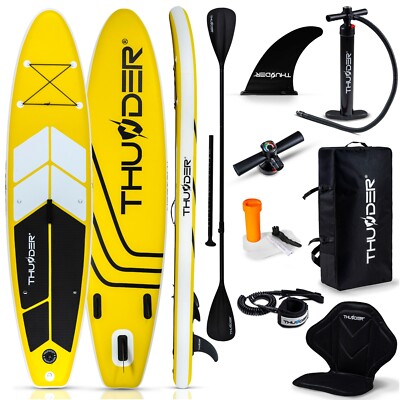 SUP Board 320cm Aufblasbar Paddel bis 150kg Komplettset THUNDER  COAST-YELLOW 
