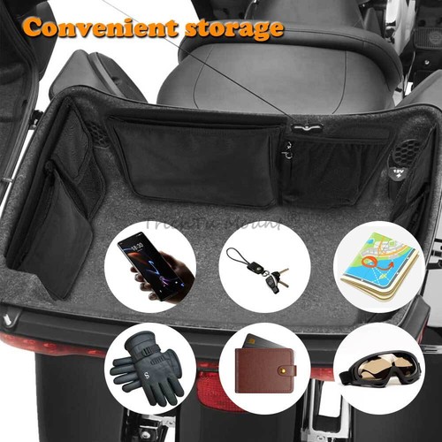 Black Tour Pack Organizer Storage Pocket for Harley Touring Tri Glide 2014-later - Picture 6 of 18