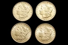 Lot of 4 Morgan Silver dollars  1878(2), 1880, 1886-O     90% Silver