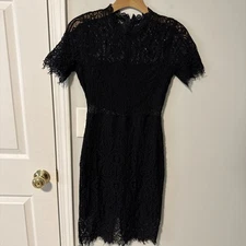 Lulus Remarkable Black Lace Dress XS  Stretchy Sexy Style JML6912 Bodycon