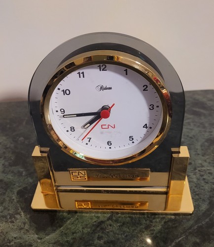Rideau Presentation Quartz Desk Clock By Canadian National Railways MCM Design