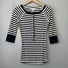 Y2K Forever Twenty One Henley Shirt Size Small Navy Striped Preppy Bella Swan
