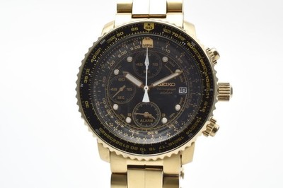 SEIKO 7T62-0EB0 Chronograph Gold Quartz Men Watch Movement Japan