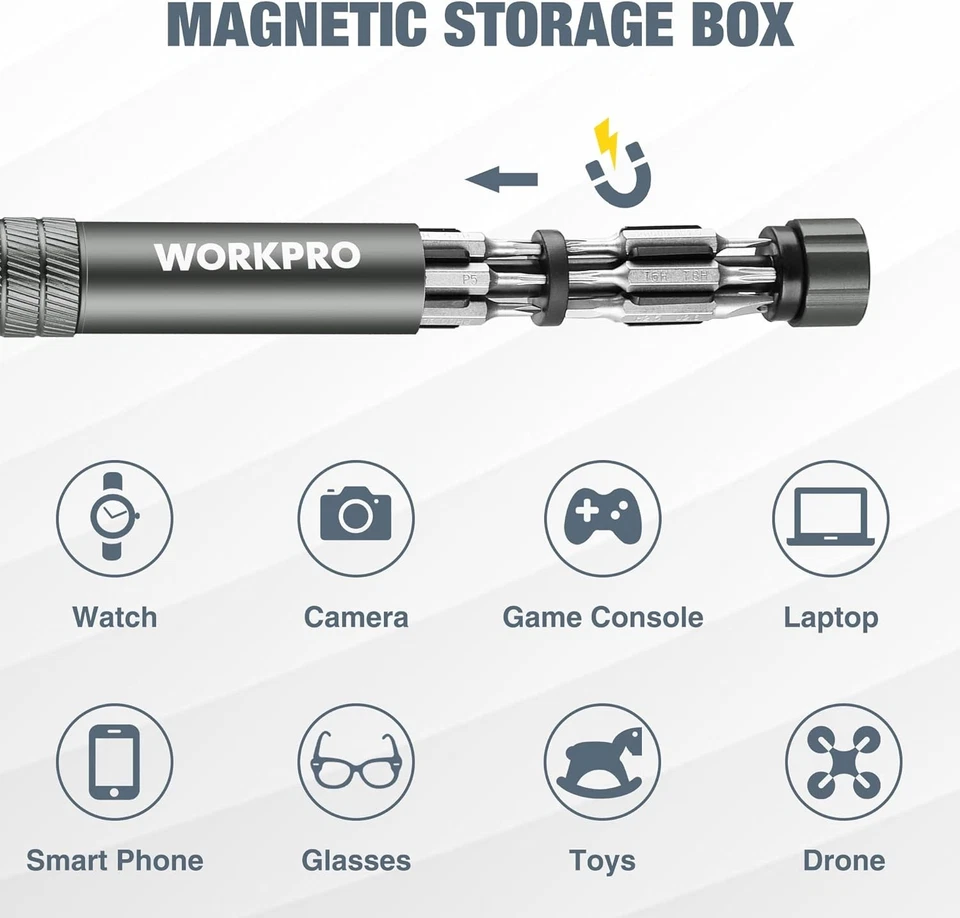 WORKPRO 24-in-1 Mini Precision Screwdriver Sets Magnetic S2 Steel Multi Bit Sets - Image 3 of 4