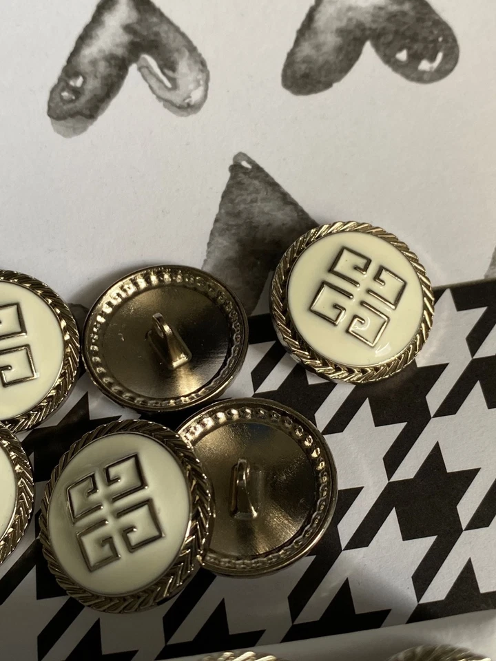 Silber Weiß Set 5 Knöpfe Givenchy Ersatzknöpfe Ø 25 mm Metall Knöpfe - Bild 2 von 4