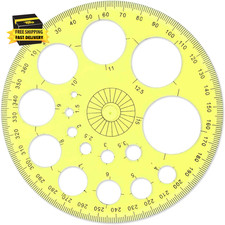 Circle Template 360  Protractor round Stencil, Plastic Circle Ruler for Drawing,