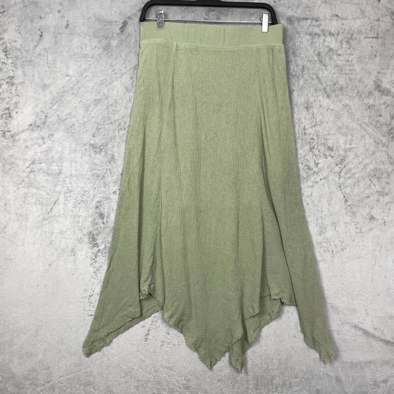XCVI Lagenlook Cotton Linen Asymmetrical Midi Skirt Olive Medium Forest Fairy
Opens in a new window
