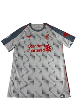 Liverpool FC Jersey Mens Large Grey New Balance Football Soccer Shirt