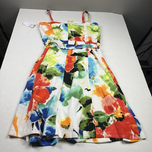 Donna Ricco Tie Front Sleeveless Dress Floral Button Front Summery Size 12 NEW - Picture 9 of 10