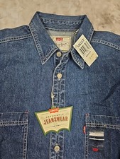 Vimtage 90s Levis Red Tab Denim Button UP Shirt Mens M Cotton Hong Kong NWT NOS