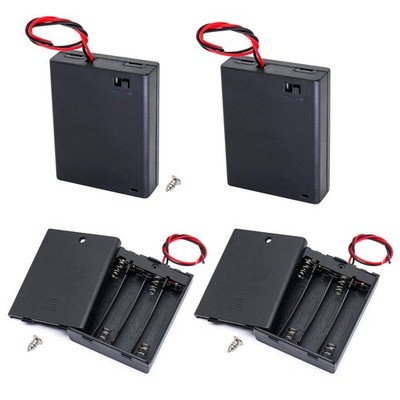 OLIREXD 4Pcs AAA Battery Holder with Switch ON Off Case Back Cover Black 