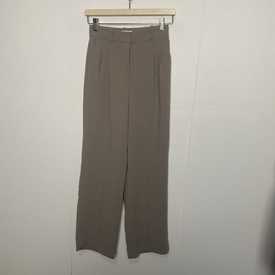 Aritzia Wilfred The Effortless Pant Tan Wide Leg Pleated Trousers Size 0 Short.