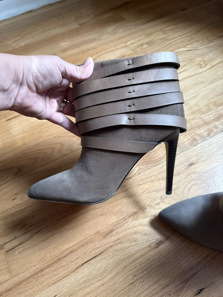 Joe's Jeans Para Mujer Hebilla Mareada Pump Botas de Cuero Botines 9 Correas Oliva Foto 3 de 4