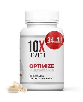 10X Health Optimize Methylated Multivitamin for M+F - 34 in 1 Formula Exp 06/26