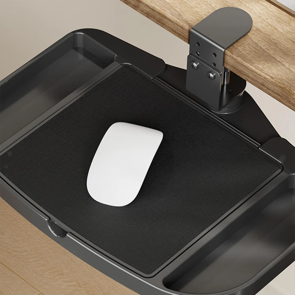 Under Desk Mouse Tray Compact Clamp on Desk Organizer for Study Home Office