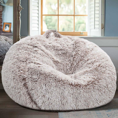 Fluffy Stuffed Animal Storage Bean Bag Chair Cover (No Filler), Faux Fur Comfy B