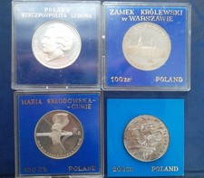 ESTATE LOT- Four (4) Poland silver 100 & 200 zlotych, 1974-1976, impaired proofs