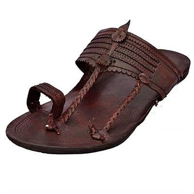 Herren Kolhapuri Leder Jutti Mojari Ethnisch Flach Flip-Flops US Größe 8-12
