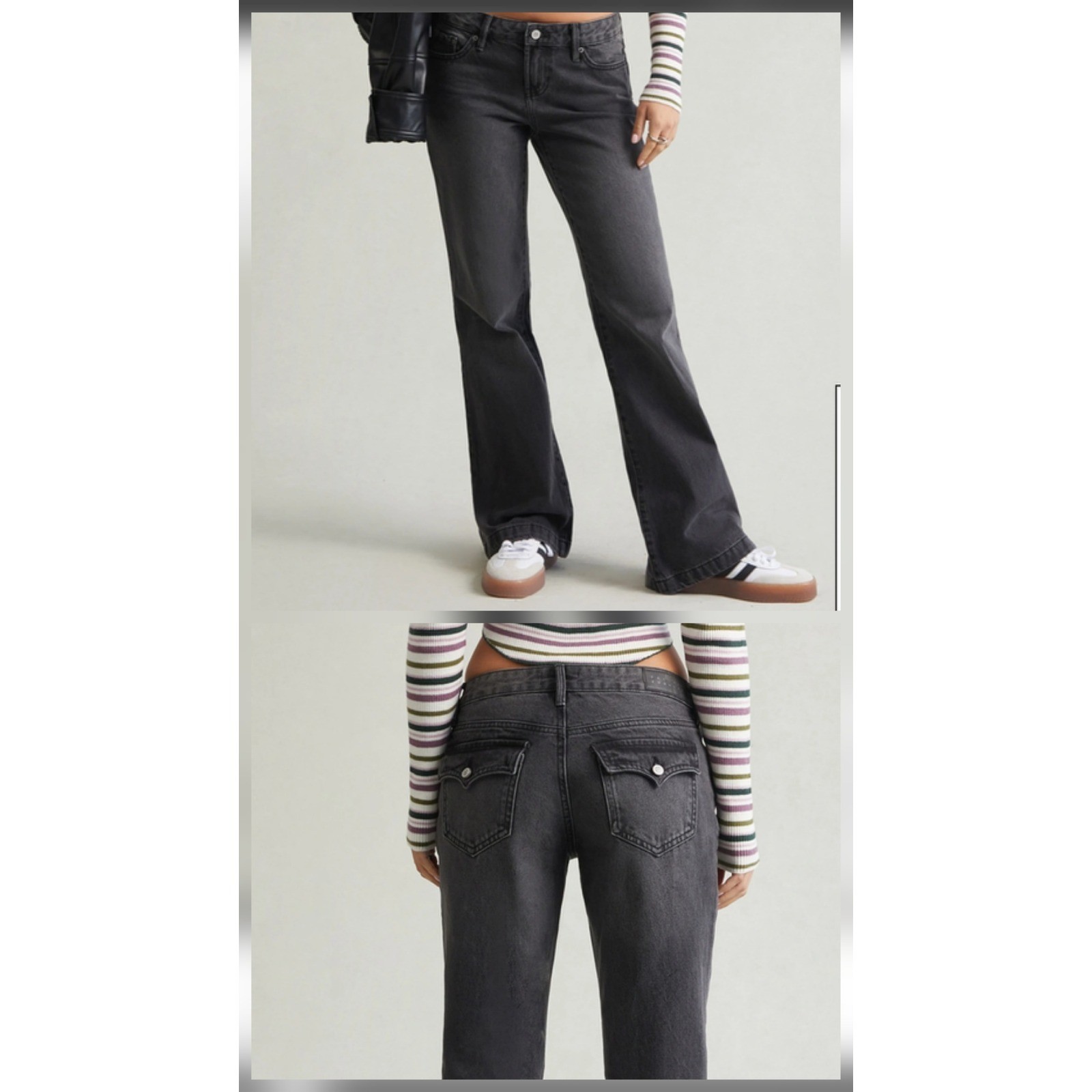 PacSun Jade Low Rise Bootcut Jeans Black Faded Rigid Denim Flap Pocket 24 NEW