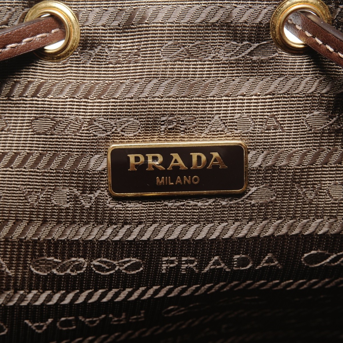 Authentic PRADA Jacquard logo drawstring bag Shou… - image 11