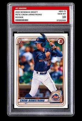 2020 1st Bowman Draft Pete Crow-Armstrong Rookie #BD-72 Mets Graded 10