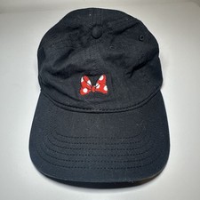 Disney Minnie Mouse Baseball Hat Women Adjustable Black Red Bow Embroidered Cap