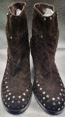 NWT Laurence Dacade Gatsby Brown Suede Studded Ankle Boots SZ 38 7.5 $1375