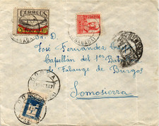 SCW 1937 copertina censurata da Durcal (Granada) a Falange Burgos Locals (2390)