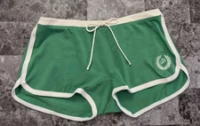 NWT VICTORIA'S SECRET PINK GREEN WHITE CRESCENT CURVED HEM DORM BOYSHORT PANTIES