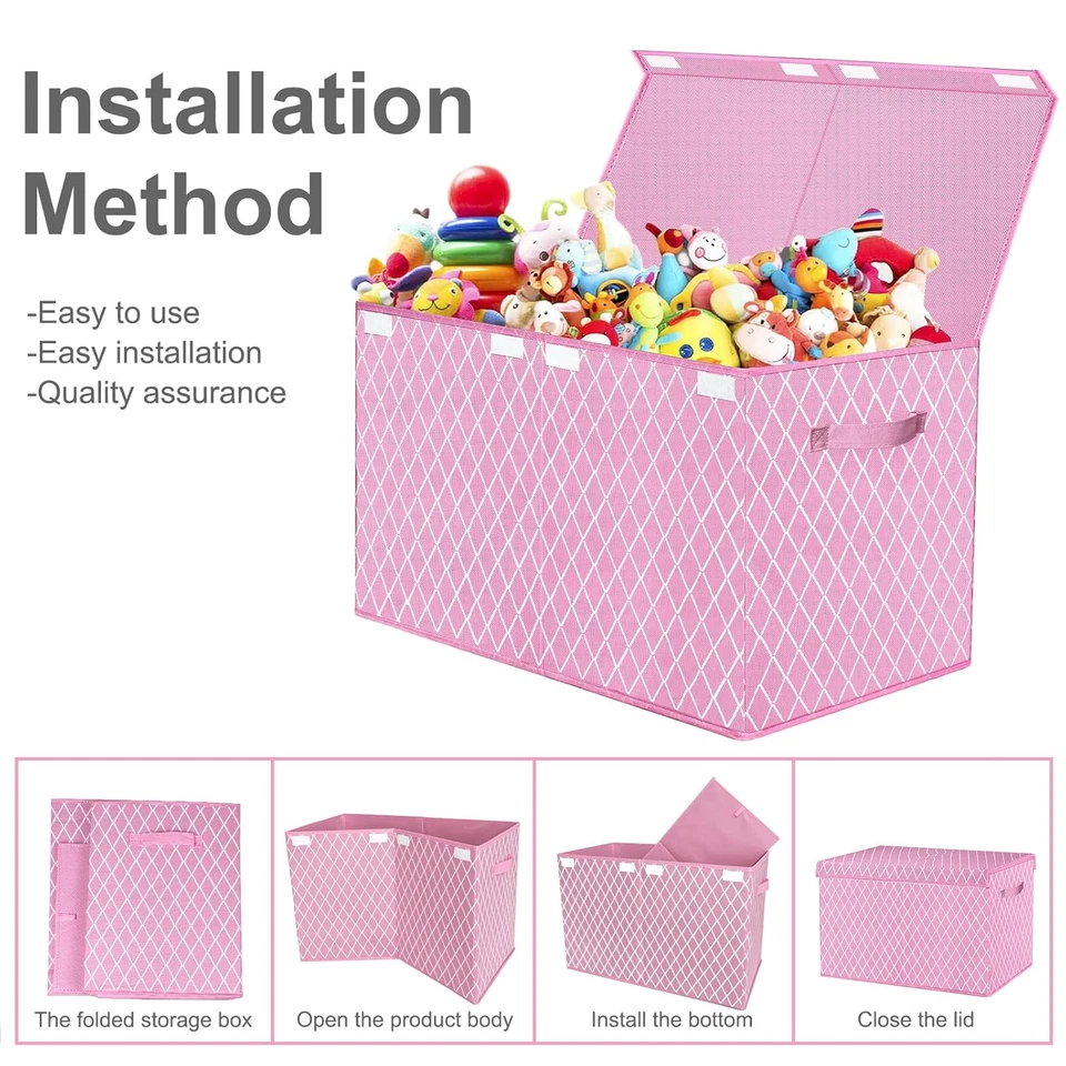 Toy Box Chest Organizer Bins for Girls Boys, Kids Large Fabric Collapsible Stora - Image 4 of 4