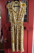 Fred David Women's White Tan Sleeveless Collared Dress Belted Plus Size 2X