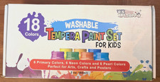 Washable Tempera Paint Set for Kids 18 different colors U.S. ART SUPPLY Crafts
