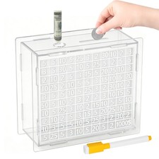 Money Saving Challenge Box w/ Marker Piggy Bank for Kids Couples 1k Cash Coins