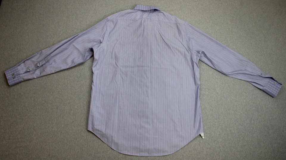 Рубашка мужская Calvin Klein размер 16,5 34/35 синяя в полоску хлопок с длинным рукавом приталенная - Изображение 3 из 4