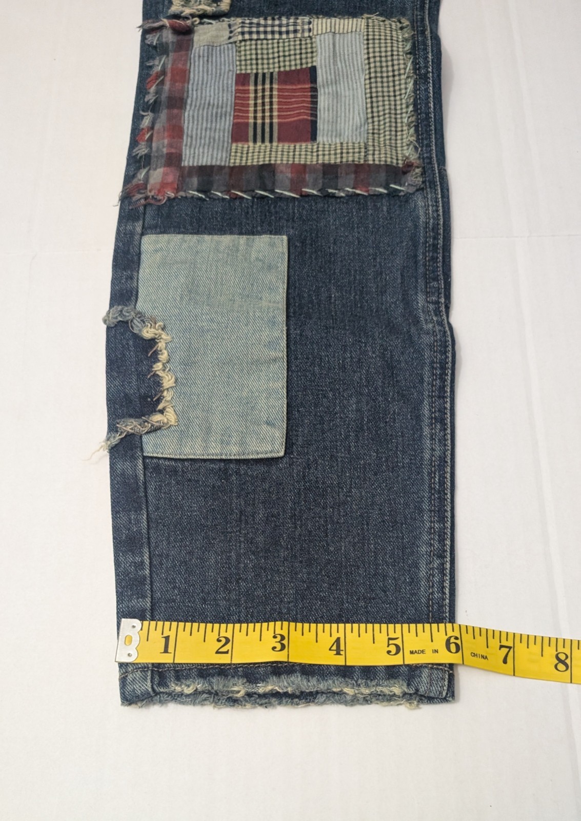 Free People Distressed Multi Pattern Patch Jeans … - image 4