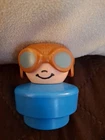 Fisher Price Little People Pilot w/ Goggles Airplane Airline Vintage Chunky 1990