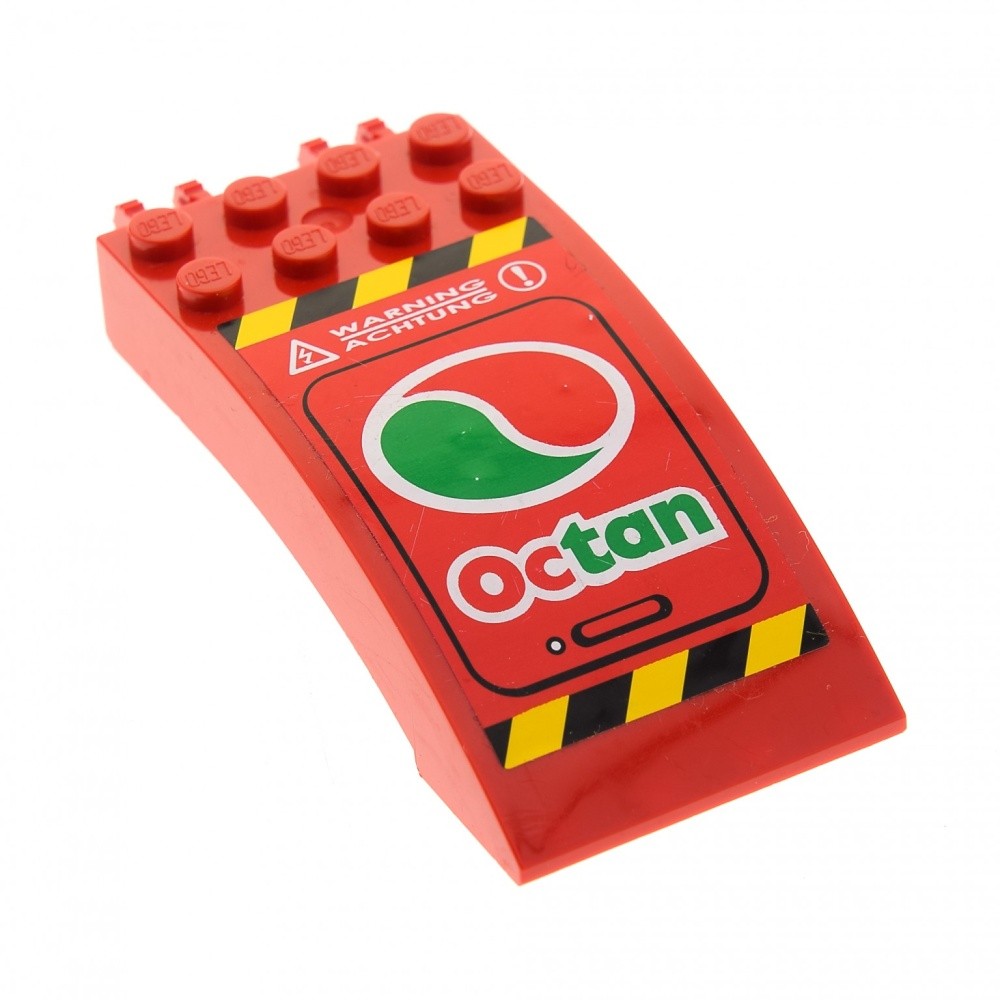 1x Lego Cockpit 8x4x2 Curved Red Roof Sticker Octan 7244 46413pb003